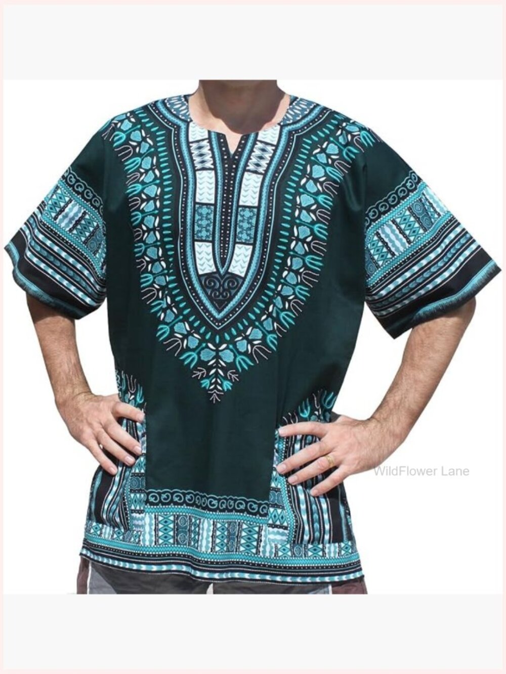Bright Dashiki Cotton Tunic Blouse Plus Size Popover